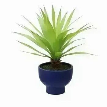 Agave artificiel en pot céramique bleu - ILARIA.I
