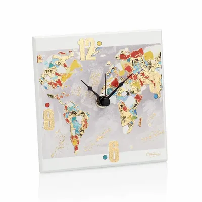 Design objects - Clock Miro-silver "Globe "with gold foil - ASIATIDES