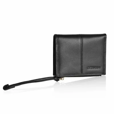 Design objects - Black genuine leather compact wallet - ASIATIDES