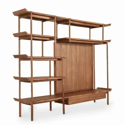 Bookshelves - Indah Teakwood TV Unit - LES NOUVELLES GAMBETTES TEST 29/04