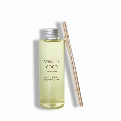 Diffuseurs de parfums - Recharge (avec rotins) pour Diffuseur de Parfum 200 ml Vanille Coco - LES LUMIERES DU TEMPS