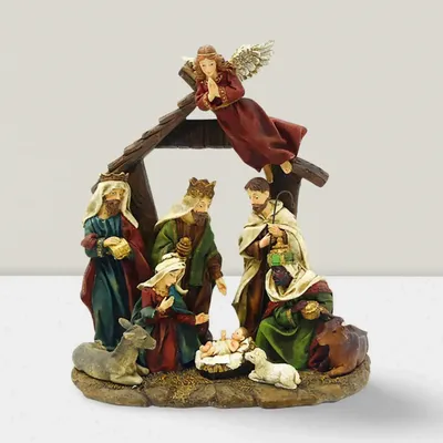 Nativity scenes and santons - Resin Nativity Scene Figurine – 7-Piece Set in One - LES LUMIERES DU TEMPS