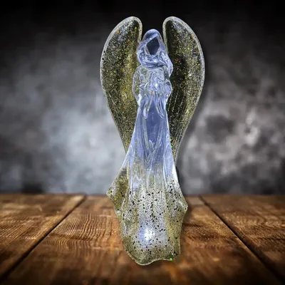 Nativity scenes and santons - LED Light-Up Angel Figurine – White Glow with Glitter Finish - LES LUMIERES DU TEMPS