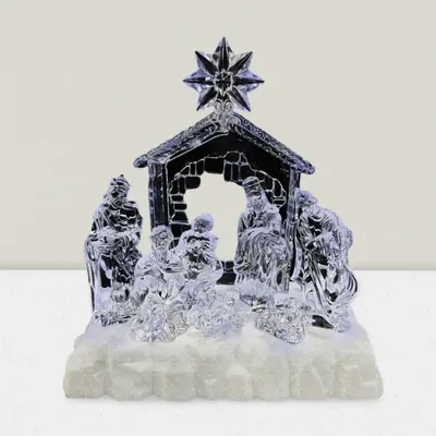 Crèches et santons - Crèche LED Style Cristal – Éclairée avec Musique et Étoile Lumineuse - LES LUMIERES DU TEMPS