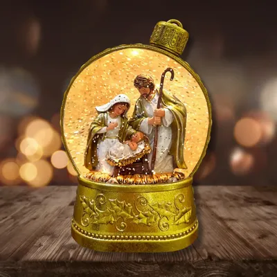 Nativity scenes and santons - LED Nativity Ornament Globe – Glittered with Warm Light - LES LUMIERES DU TEMPS
