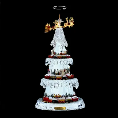 Other Christmas decorations - LED Musical Spinning Christmas Tree Scene, Crystal-Look, Timer & 8 Songs - LES LUMIERES DU TEMPS