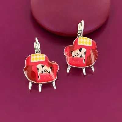 Bijoux - DORMEUSES CHANAPE COULEUR ARGENT ROUGE - ILARIA.I