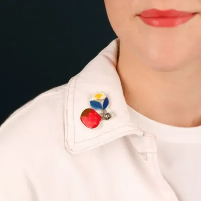 Jewelry - DELICE BROOCH, SILVER AND RED COLOUR - ILARIA.I