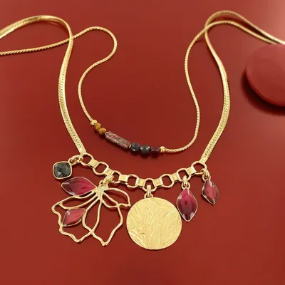 Jewelry - Rose gold hibiscus necklace - ILARIA.I