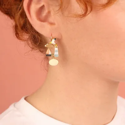 Bijoux - DORMEUSES HORIZON COULEUR DORE MULTI - ILARIA.I