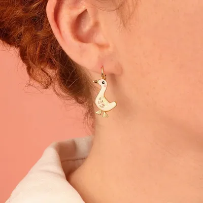 Jewelry - GOLD AND WHITE FEATHER SLEEPERS - ILARIA.I