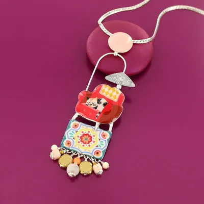 Jewelry - CHANAPE NECKLACE, SILVER AND RED - ILARIA.I