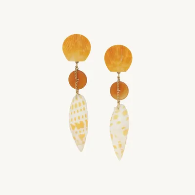 Jewelry - Post earrings with agate ring & shell pendant - Alona - ILARIA.I