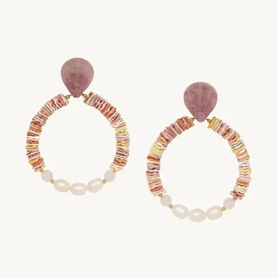 Jewelry - Post earrings with beaded - Spiaggia Rosa - ILARIA.I