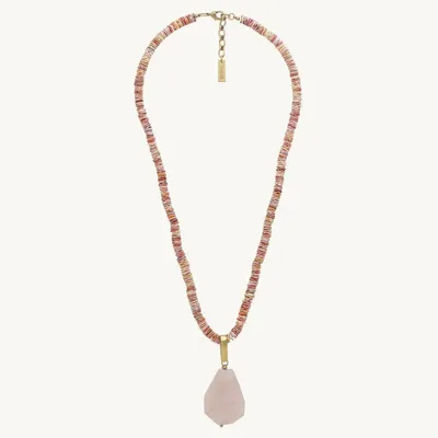 Jewelry - Long necklace with rose quartz pendant - Spiaggia Rosa - ILARIA.I