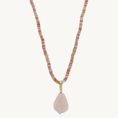 Jewelry - Long necklace with rose quartz pendant - Spiaggia Rosa - ILARIA.I