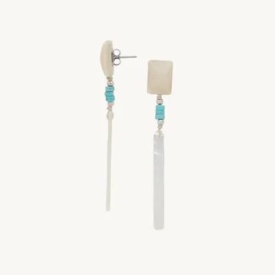 Bijoux - Boucles d'oreilles poussoir pampille nacre blanche - Milos - ILARIA.I