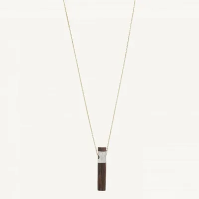 Jewelry - Long necklace with wood & shell tube - Okawa - ILARIA.I