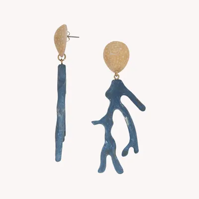 Bijoux - Boucles d'oreilles poussoir corail bleu - Alona - ILARIA.I