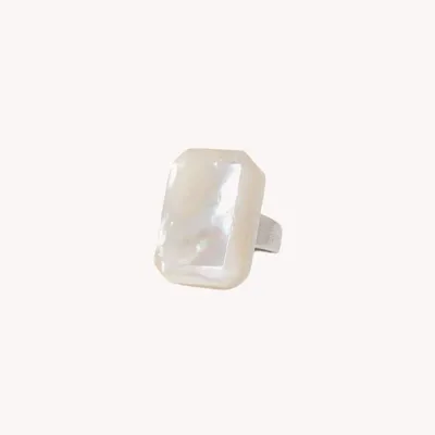 Bijoux - Bague ajustable nacre blanche - Milos - ILARIA.I