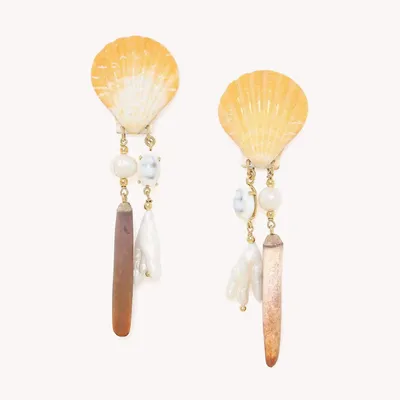 Bijoux - Boucles d'oreilles poussoir asymétrique oursin et perle d'eau douce - Alona - ILARIA.I