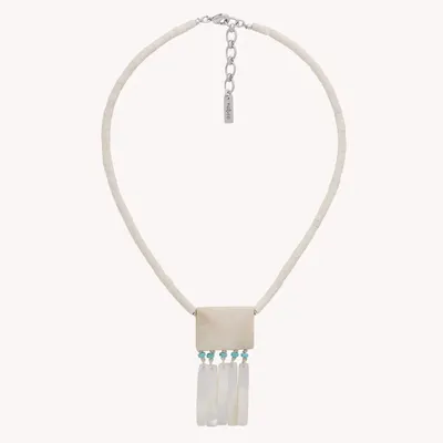 Bijoux - Collier pendentif os et nacre blanche - Milos - ILARIA.I