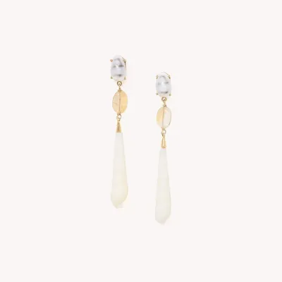 Bijoux - Boucles d'oreilles poussoir citrine et Terebra punctatostriata - Alona - ILARIA.I