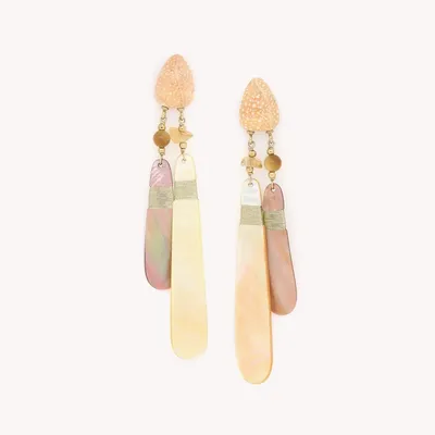 Bijoux - Boucles d'oreilles poussoir 2 pampilles en nacre - Alegria Beach - ILARIA.I