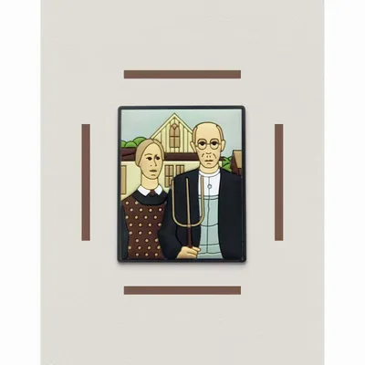 Decorative frescoes - PVC Magnet American Gothic - Grant Wood, 1930 - ILARIA.I