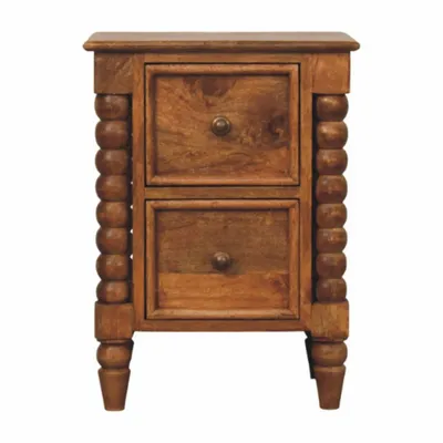 Night tables - Artisan Furniture Solid Wood Barley Twist 2-Drawer Bedside - ILARIA.I