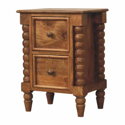 Night tables - Artisan Furniture Solid Wood Barley Twist 2-Drawer Bedside - ILARIA.I