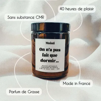 Objets de décoration - Bougie Parfumée - On n'a pas fait que dormir - Musc blanc – 160g - ILARIA.I