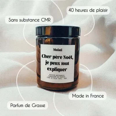 Objets de décoration - Bougie Parfumée - Cher Père Noël, je peux tout expliquer - Musc blanc – 160g - ILARIA.I