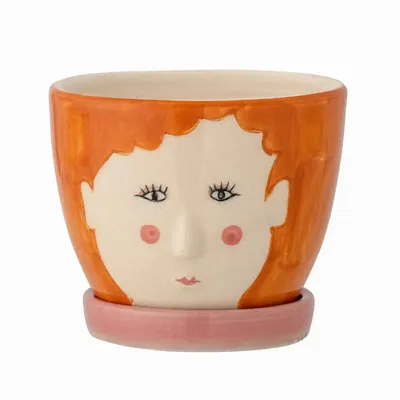 Bath accessories for children - Jaya Flowerpot w/Saucer, Orange, Stoneware - ILARIA 2.0