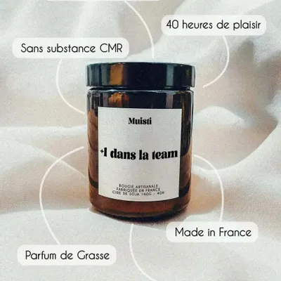 Objets de décoration - Bougie Parfumée - +1 dans la team - Musc blanc – 160g - ILARIA.I