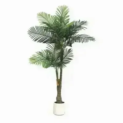 Décorations florales - Palmier artificiel 2 troncs en pot plastique blanc - ILARIA.I