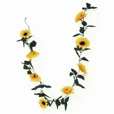 Floral decoration - Artificial sunflower garland – 7 flowers – Yellow - ILARIA.I