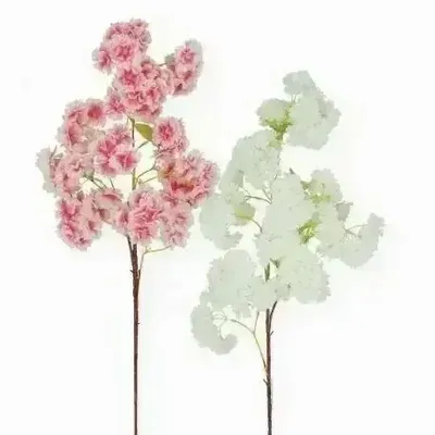 Décorations florales - Tige artificielle de cerisier – 80 fleurs – Blanc et rose - ILARIA.I
