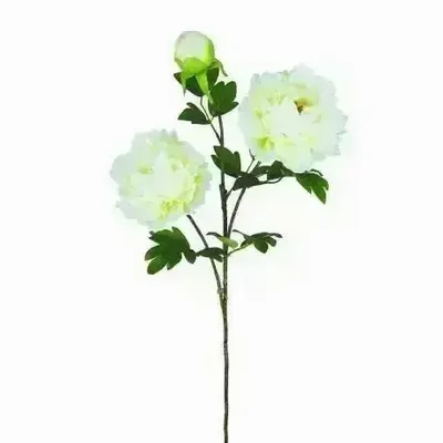 Décorations florales - Tige de pivoines artificielles – 2 fleurs et 1 bourgeon – Blanc - ILARIA.I