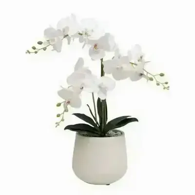 Décorations florales - Orchidée artificielle en pot blanc - ILARIA.I