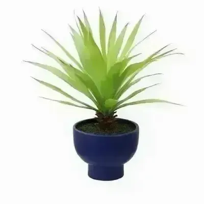 Décorations florales - Agave artificiel en pot céramique bleu - ILARIA.I