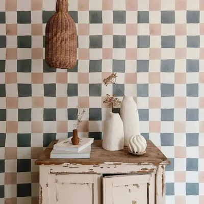 Wallpaper - Checkmate Wallpaper - Camel and Slate - ILARIA.I