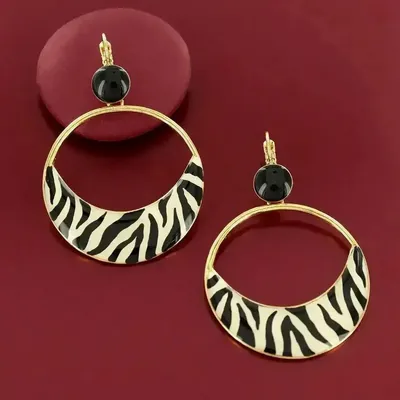 Bijoux - DORMEUSES ALFRED COULEUR DORE NOIR - ILARIA.I
