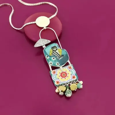 Bijoux - COLLIER CHANAPE COULEUR ARGENT BLEU - ILARIA.I