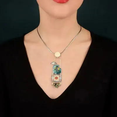 Bijoux - COLLIER CHANAPE COULEUR ARGENT BLEU - ILARIA.I