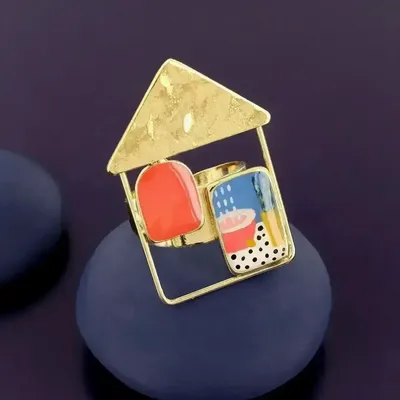 Bijoux - BAGUE CURIEUSE COULEUR DORE MULTI - ILARIA.I