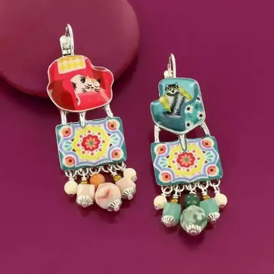 Bijoux - DORMEUSES CHANAPE COULEUR ARGENT MULTI - ILARIA.I