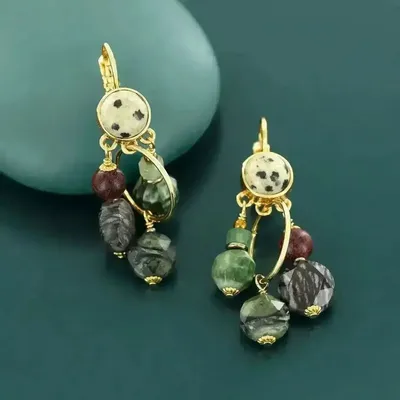 Bijoux - DORMEUSES SOLEDAD COULEUR DORE VERT - ILARIA.I