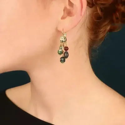 Bijoux - DORMEUSES SOLEDAD COULEUR DORE VERT - ILARIA.I