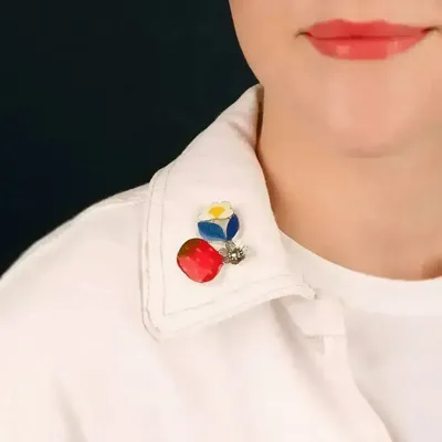 Bijoux - BROCHE DELICE COULEUR ARGENT ROUGE - ILARIA.I